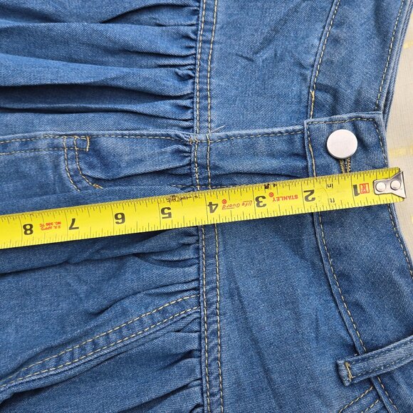 GOTH BOHEMIAN BLUE DENIM RUFFLE IRREGULAR HEM HIGH LOW SKIRT 2x 18 20 - Picture 11 of 16